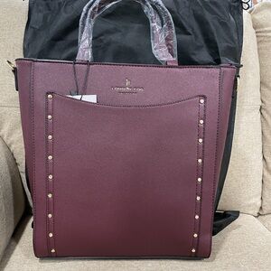 NWT London Fog Burgundy Sophia Studded Tote
